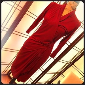 Red Faux wrap dress